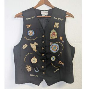 Vtg Carol Horn Workshop Southwest Equestrian Vest Embroidered Western